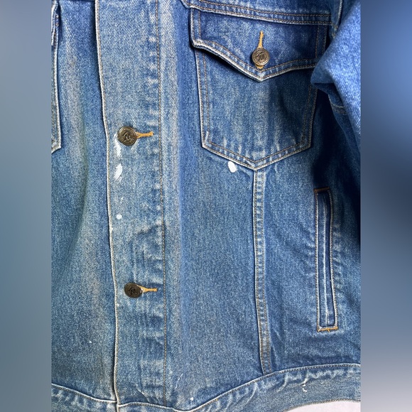 Vintage Marlboro Men’s Denim Jacket XL Leather Collar Rare 90s Western Workwear - Picture 4 of 9
